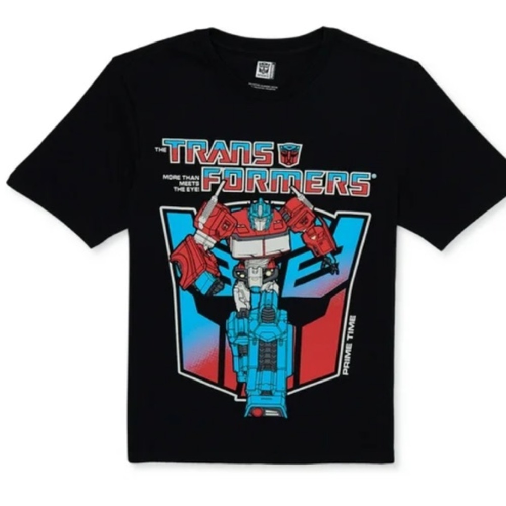 Hasbro Black Short Sleeve Tee with Transformers Prime Time Graphic - Size 18